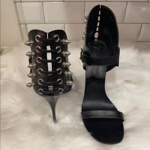Giuseppe Zanotti spiked stiletto open toe shoes.